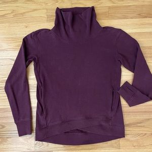 Lululemon funnel neck sweatshirt, cross cross front detail blackberry/wine, 8/10